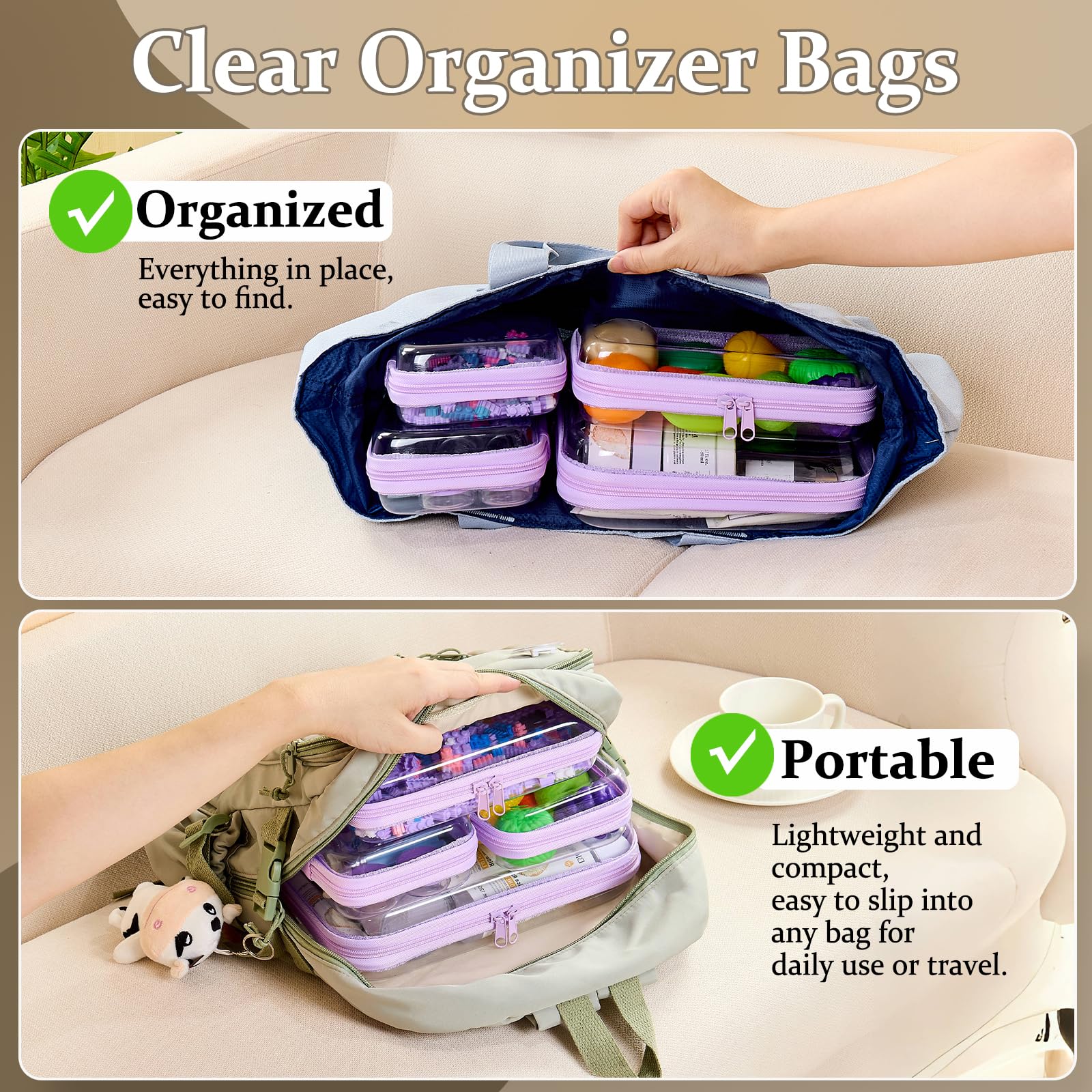 WELPIRT clear zipper small case—stackable design helps diaper bag or desk organization.