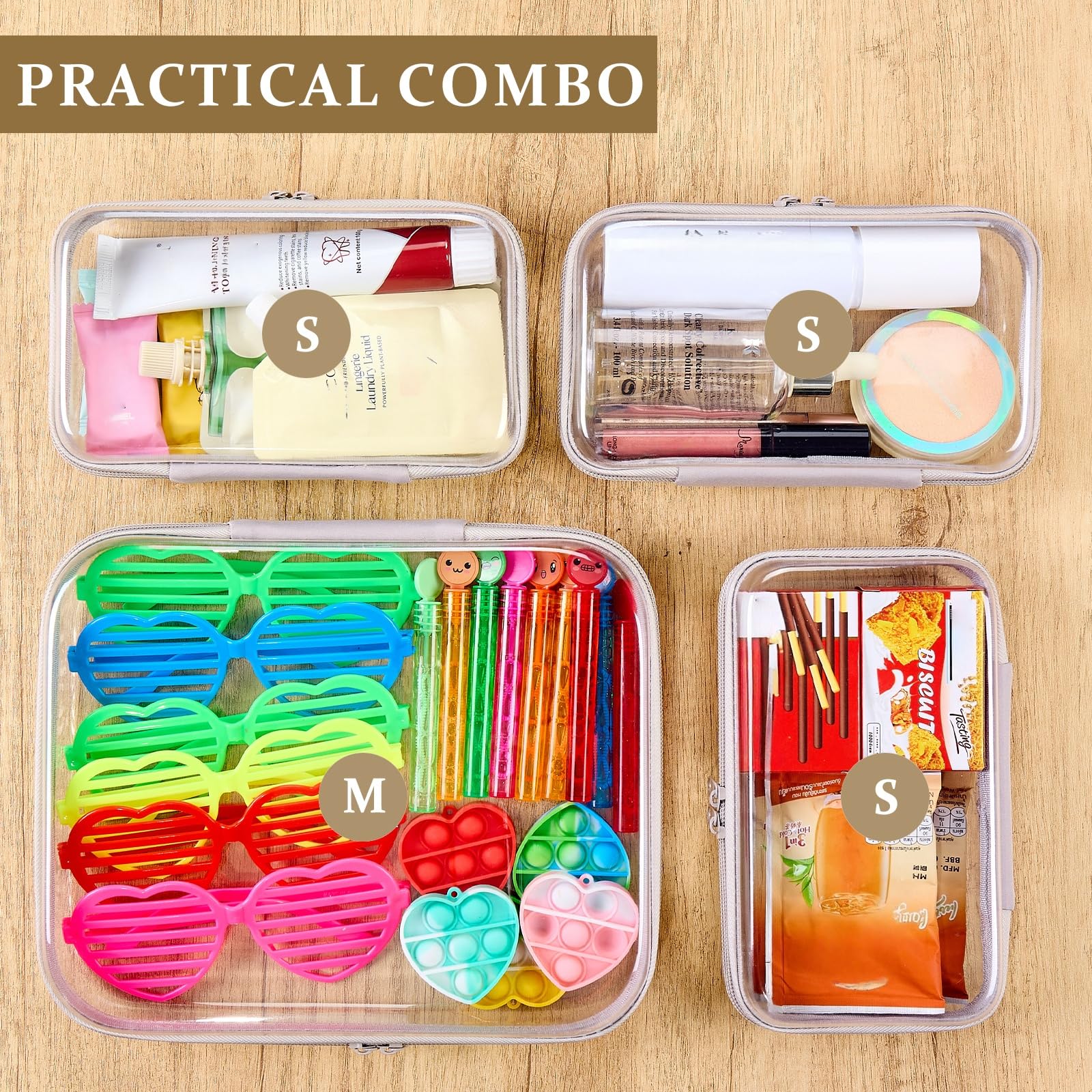 WELPIRT hard shell zipper case stacked neatly for luggage organization