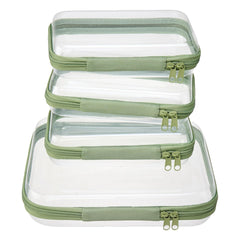 WELPIRT medium clear zipper case mint-green keeps cosmetics visible and protected while traveling.