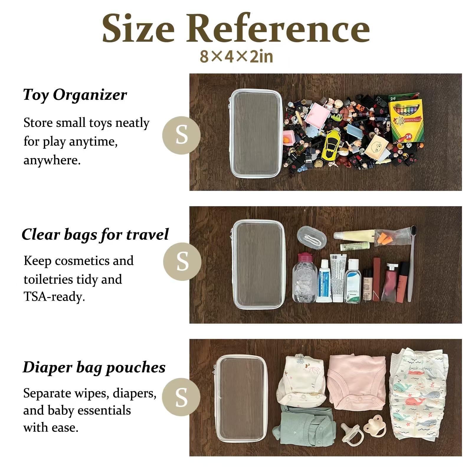 WELPIRT transparent organizers simplify diaper bag and travel prep.