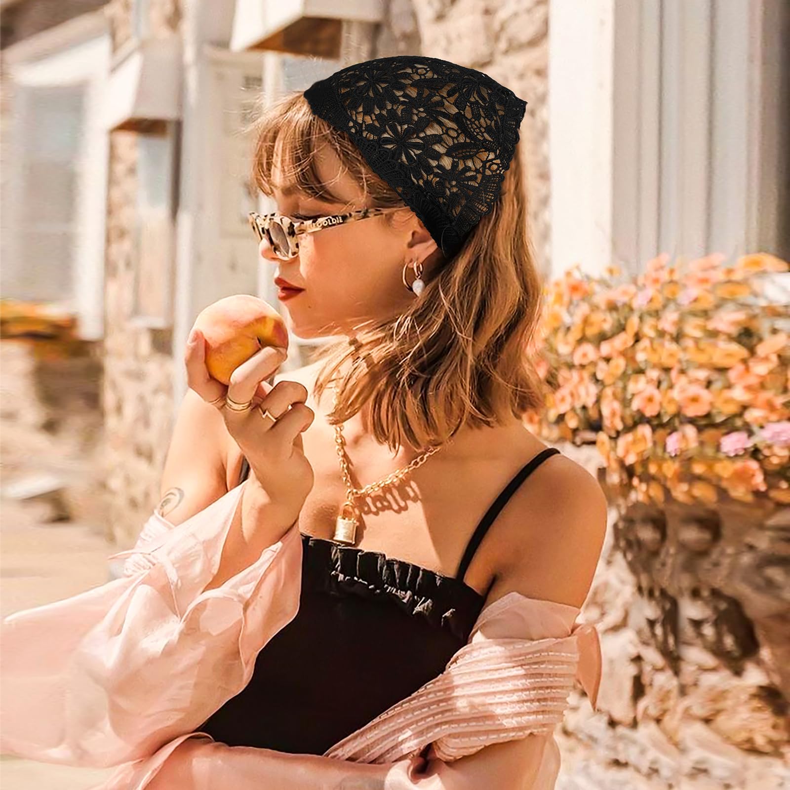 WELROG hair scarf vintage knitted look completes casual outfits