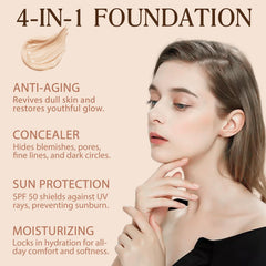 Weluno foundation color-matching swatches illustrate natural shade alignment and coverage