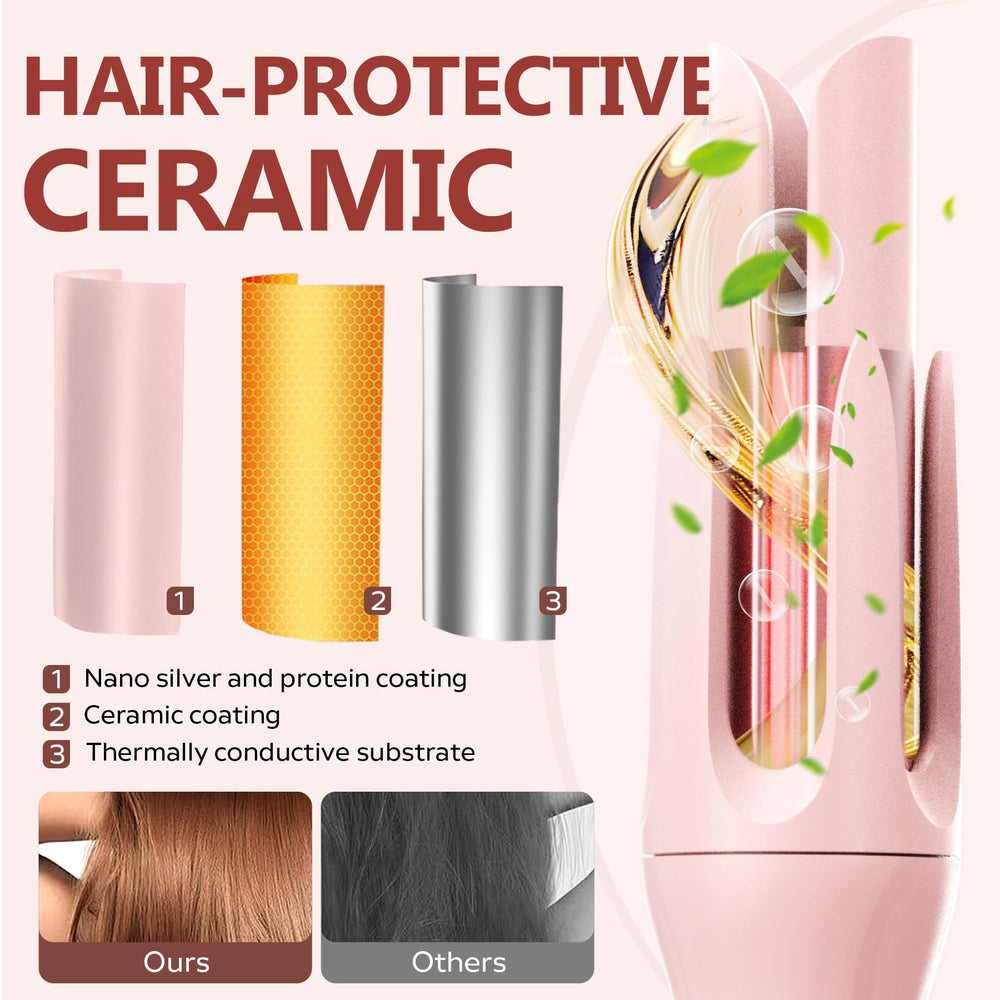Welvgnnce ceramic-coated barrel reduces frizz and boosts shine during use.