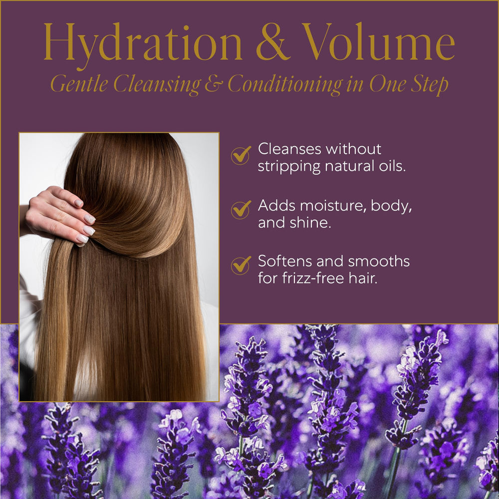 WEN Lavender pump application shows scalp-soothing routine with non-drying cleansing.