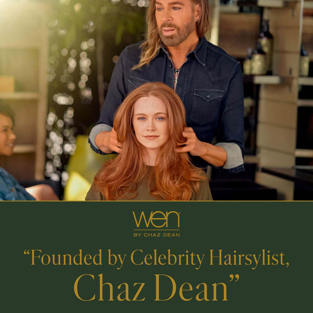 WEN Tea Tree Cleansing Conditioner on damp hair suggests multi-benefit detangle and shine