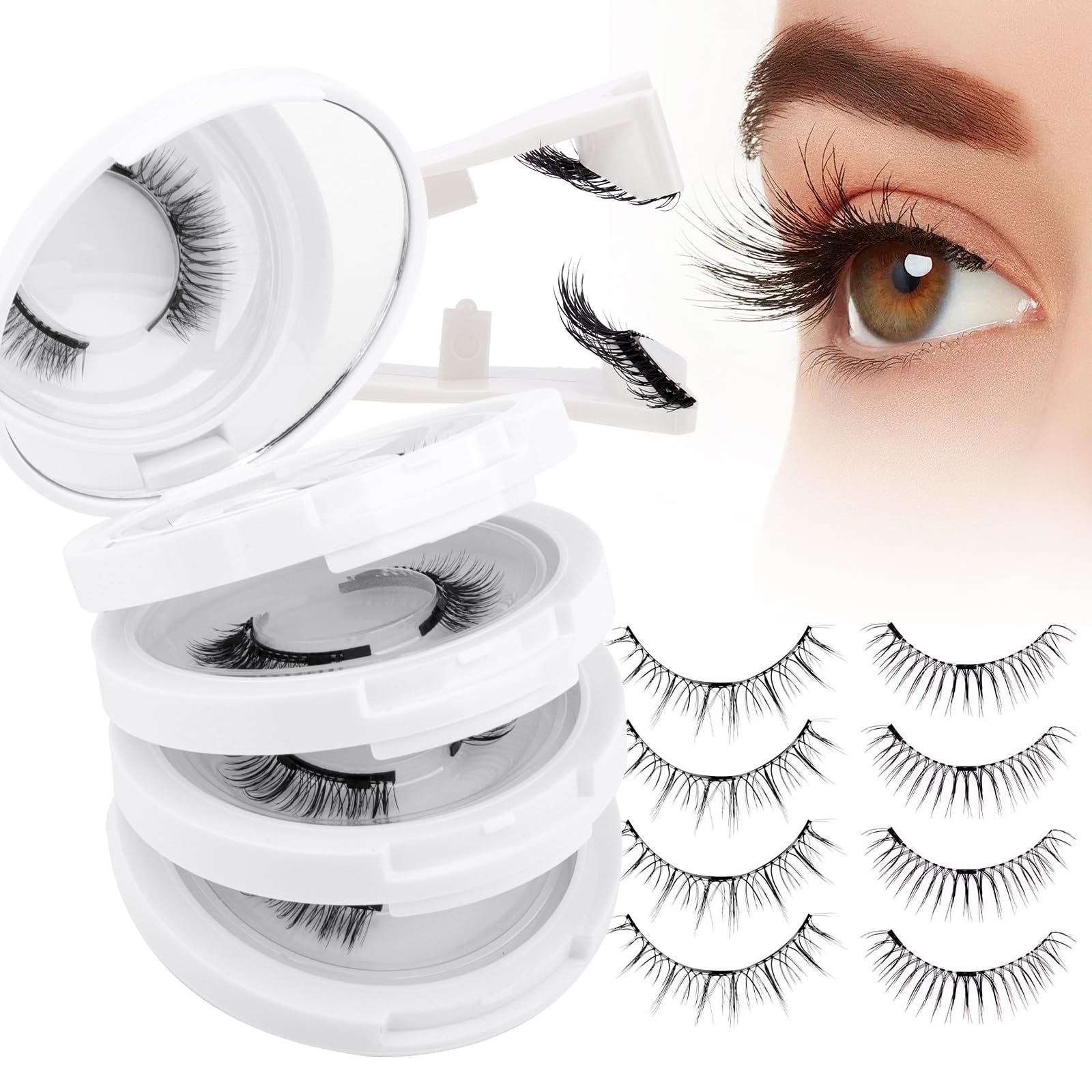 Wendy Lashes magnetic eyelashes 4-pairs pack for versatile daily eye looks.