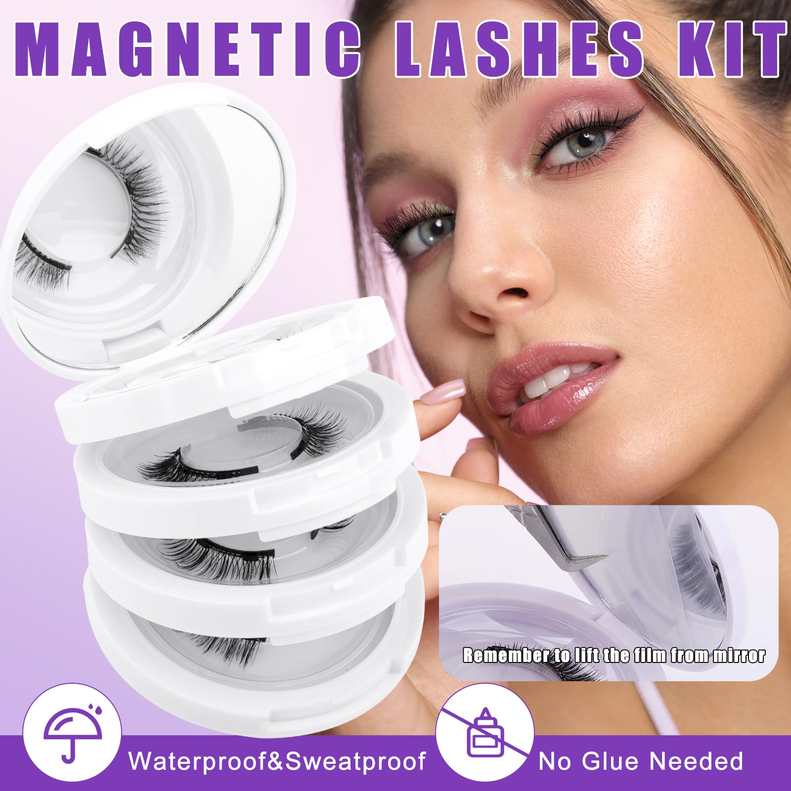 Application step of Wendy Lashes showing easy magnetic lash placement.