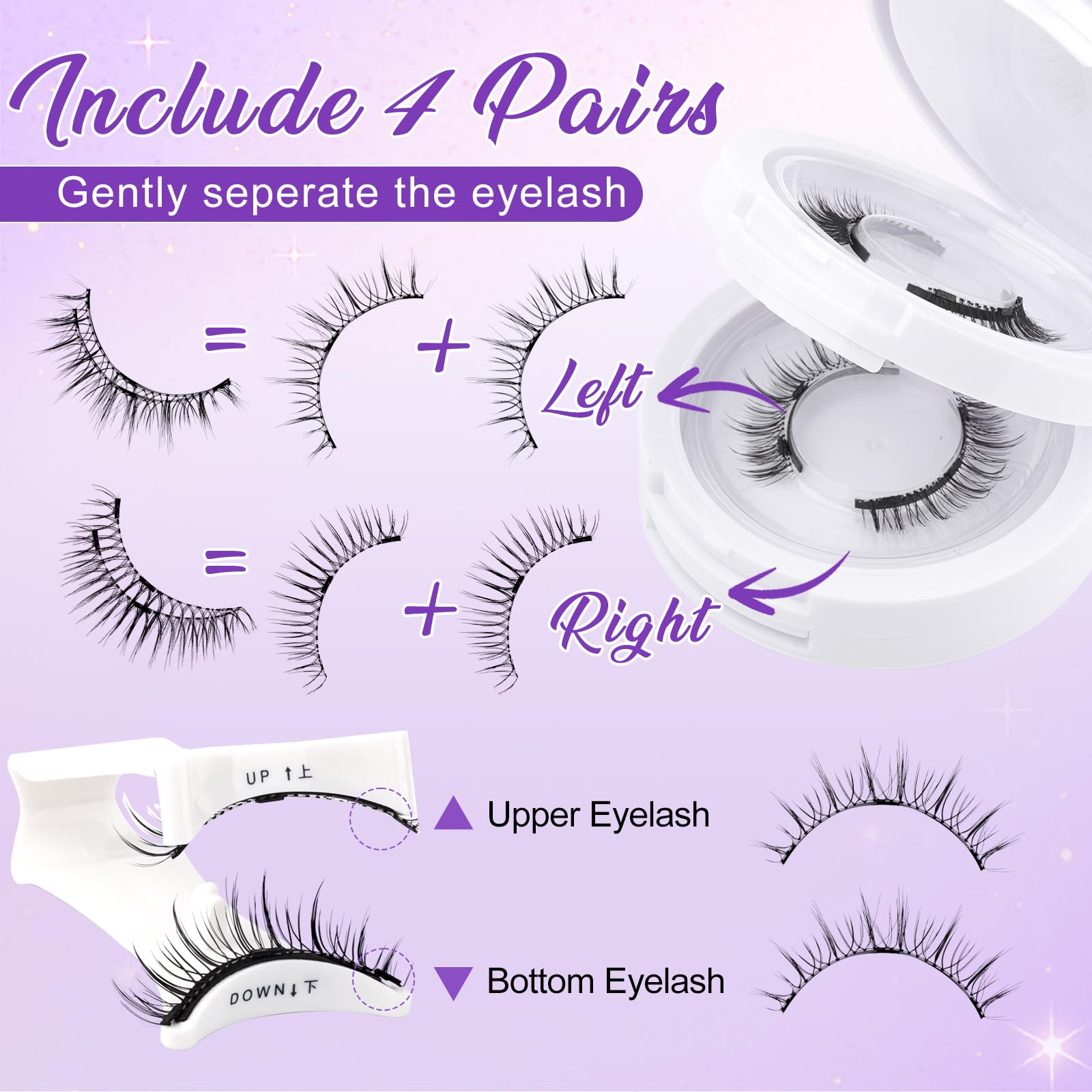 Close-up of Wendy Lashes showing ultra-thin magnets and soft lashes for comfort.