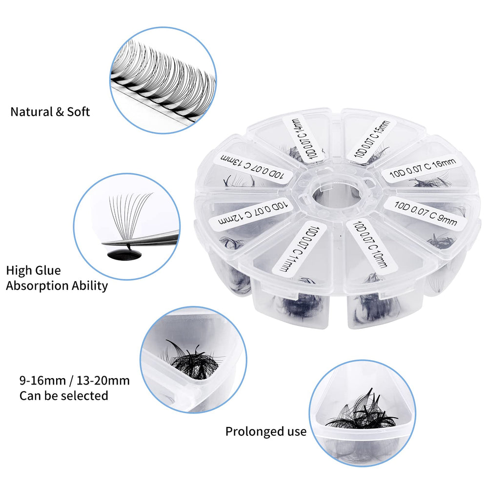 WENDYLASHES 10D pre-made fans for quicker volume lash application and consistency