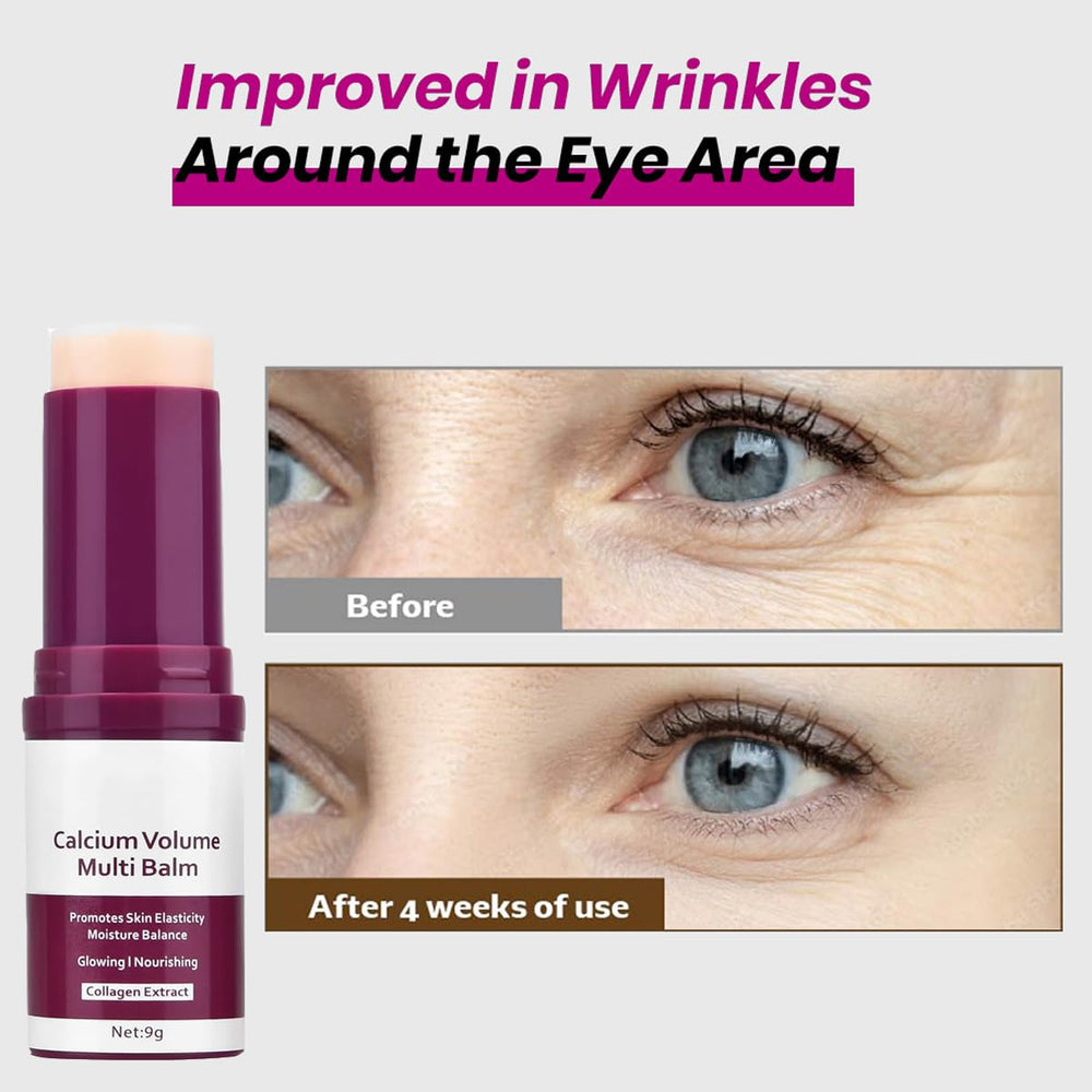 WenFeng Calcium Multi Balm Stick eyes application demonstrates gentle hydration for eye area.