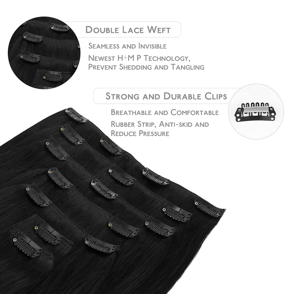Wennalife clip-in hair extensions clip gallery with silicone-backed clips protecting scalp