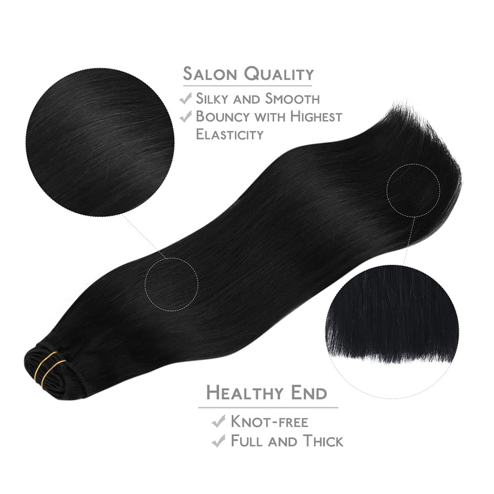 Wennalife clip-in hair extensions model wearing for natural blend and volume