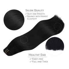 Wennalife clip-in hair extensions model wearing for natural blend and volume