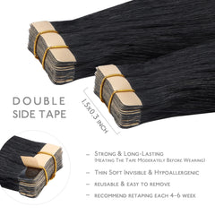 Wennalife tape-in extensions application strip demonstrates seamless attachment for quick wear.