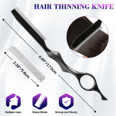 Wenshall thinning scissors with 27 teeth highlight bulk reduction for natural layers.