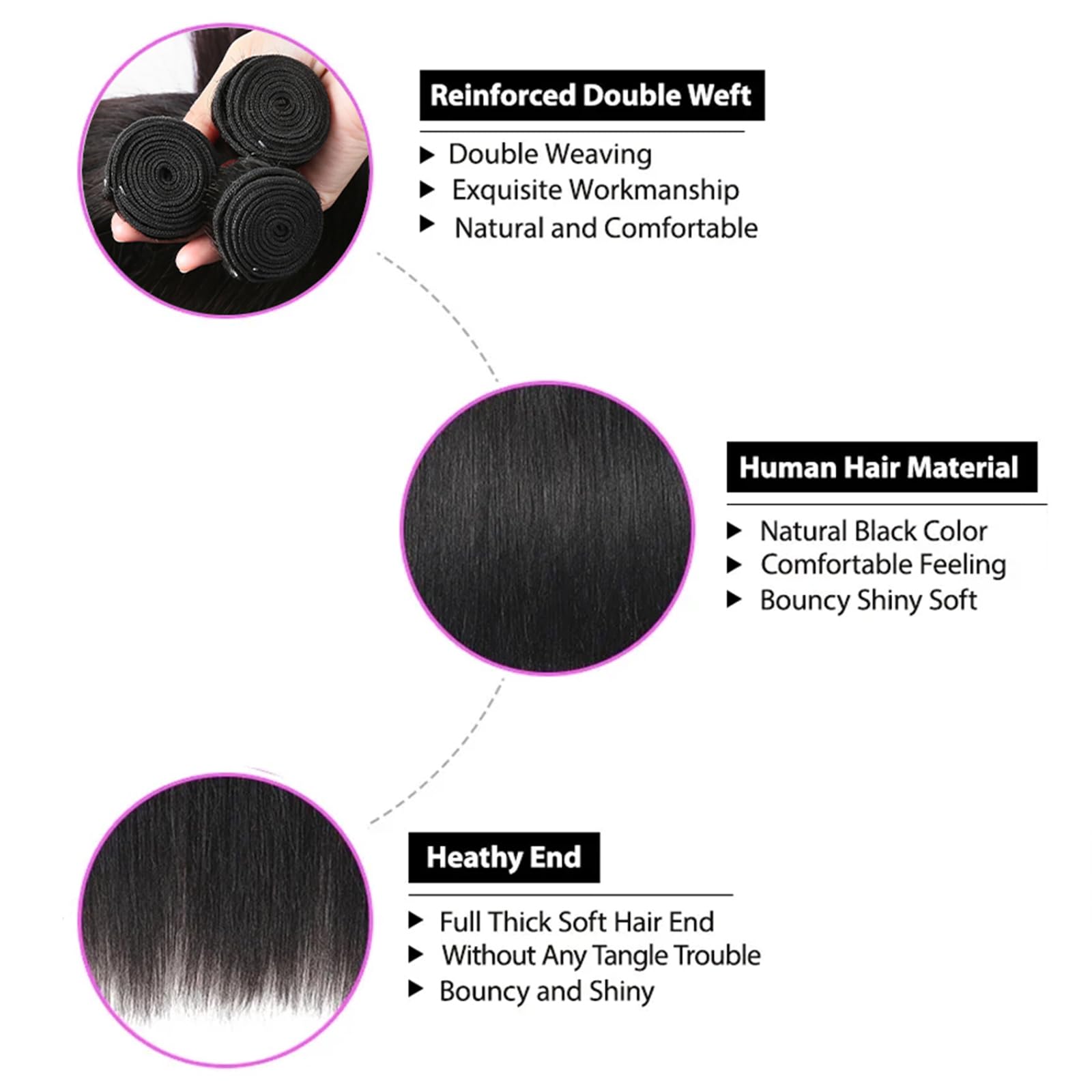 WENYAN straight bundles 20inch offer smooth texture ready for dyeing and styling
