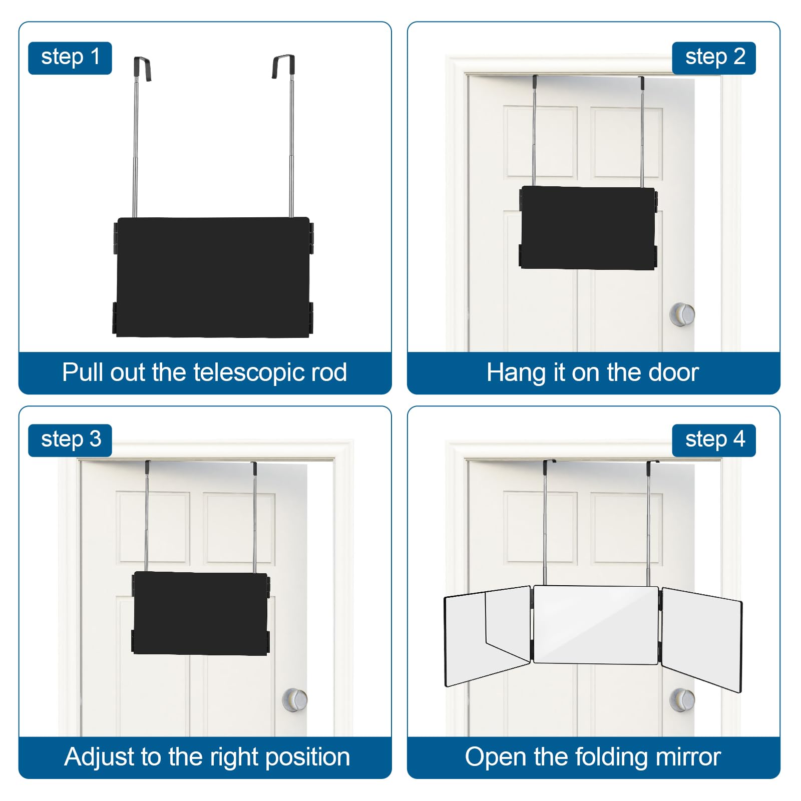 Wentoma hangs on door or window for easy setup and space-saving use.