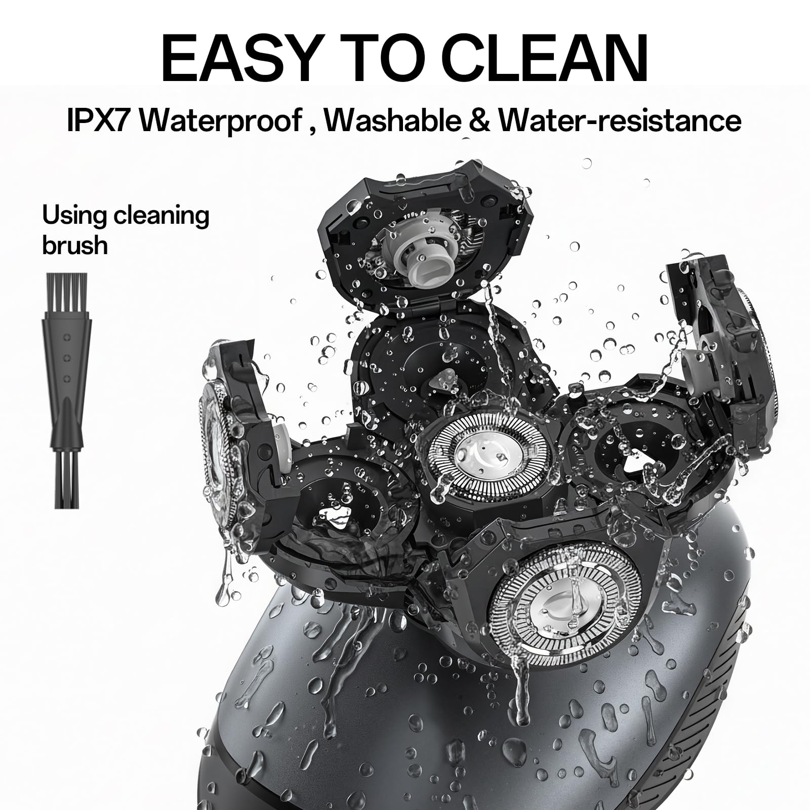 WEQOEE cleaning brush included for easy maintenance after shave.