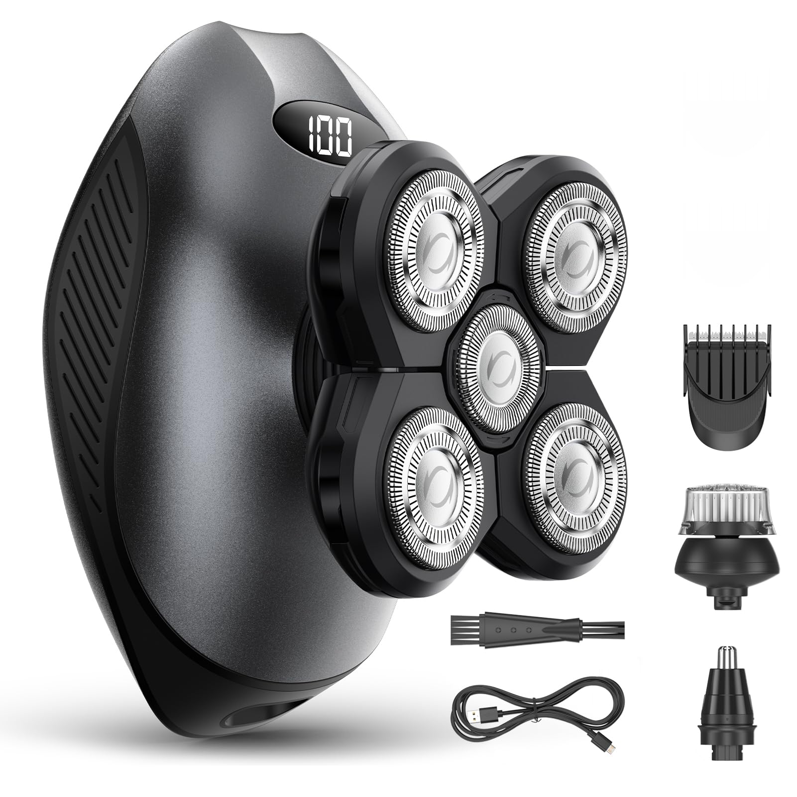 WEQOEE electric razor head shave close-up for smooth head and body results.