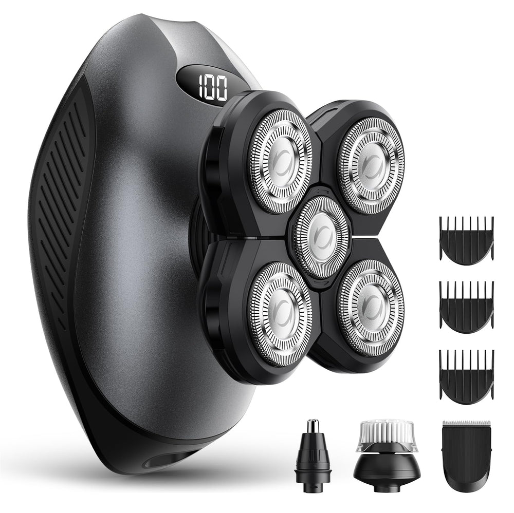 WEQOEE electric razor 5in1 packaging showcases a complete grooming kit—gift-ready.