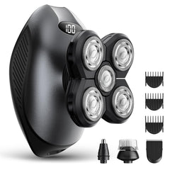 WEQOEE electric razor 5in1 packaging showcases a complete grooming kit—gift-ready.