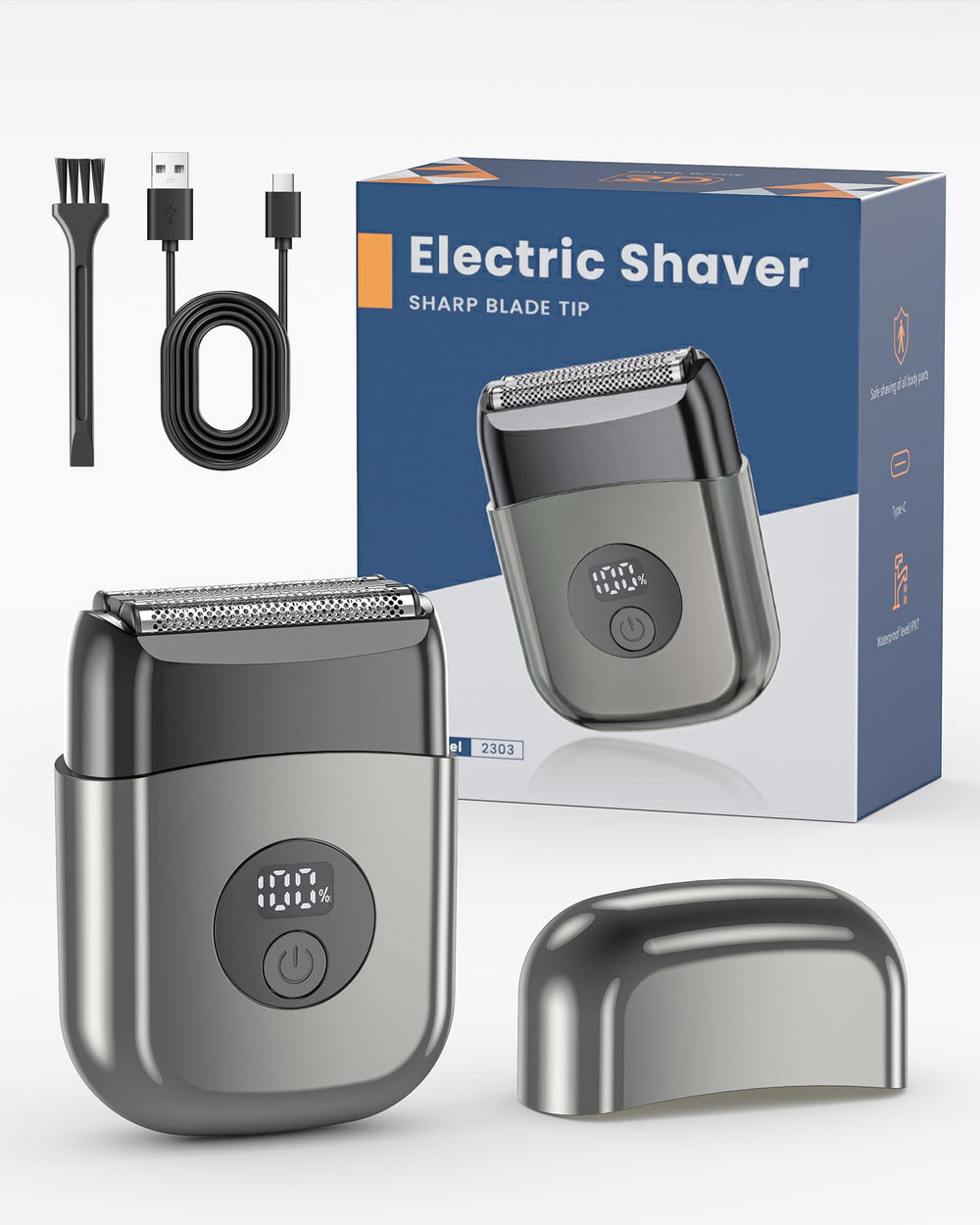 WEQOEE electric razor face close-up for precise grooming and smooth shave.