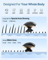 WEQOEE shaver uses hypoallergenic blades for sensitive skin comfort.