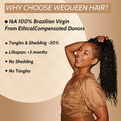 WEQUEEN Brazilian virgin deep wave close-up showing silky texture and even curl pattern