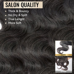 WEQUEEN bundles body wave closeup weft highlighting strong construction