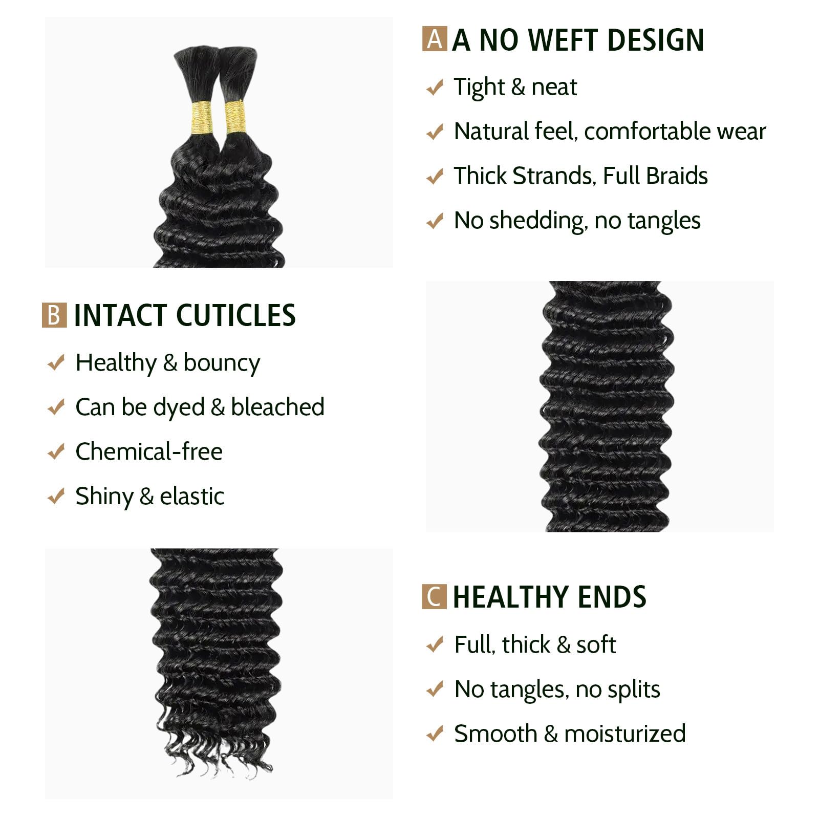 WEQUEEN natural black 1B deep wave for seamless blend with your hair