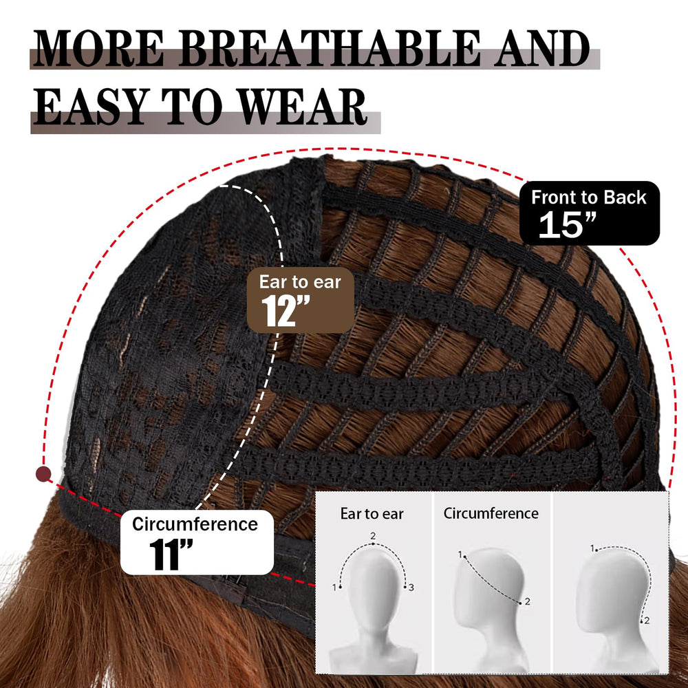 WERD short brown bob wig bangs 10inch back-view shows natural drape and fiber movement