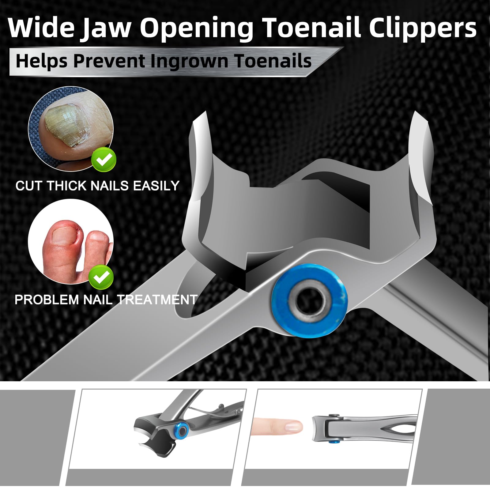 Werlla large-opening 16mm toenail clippers for thick nails with curved blades.