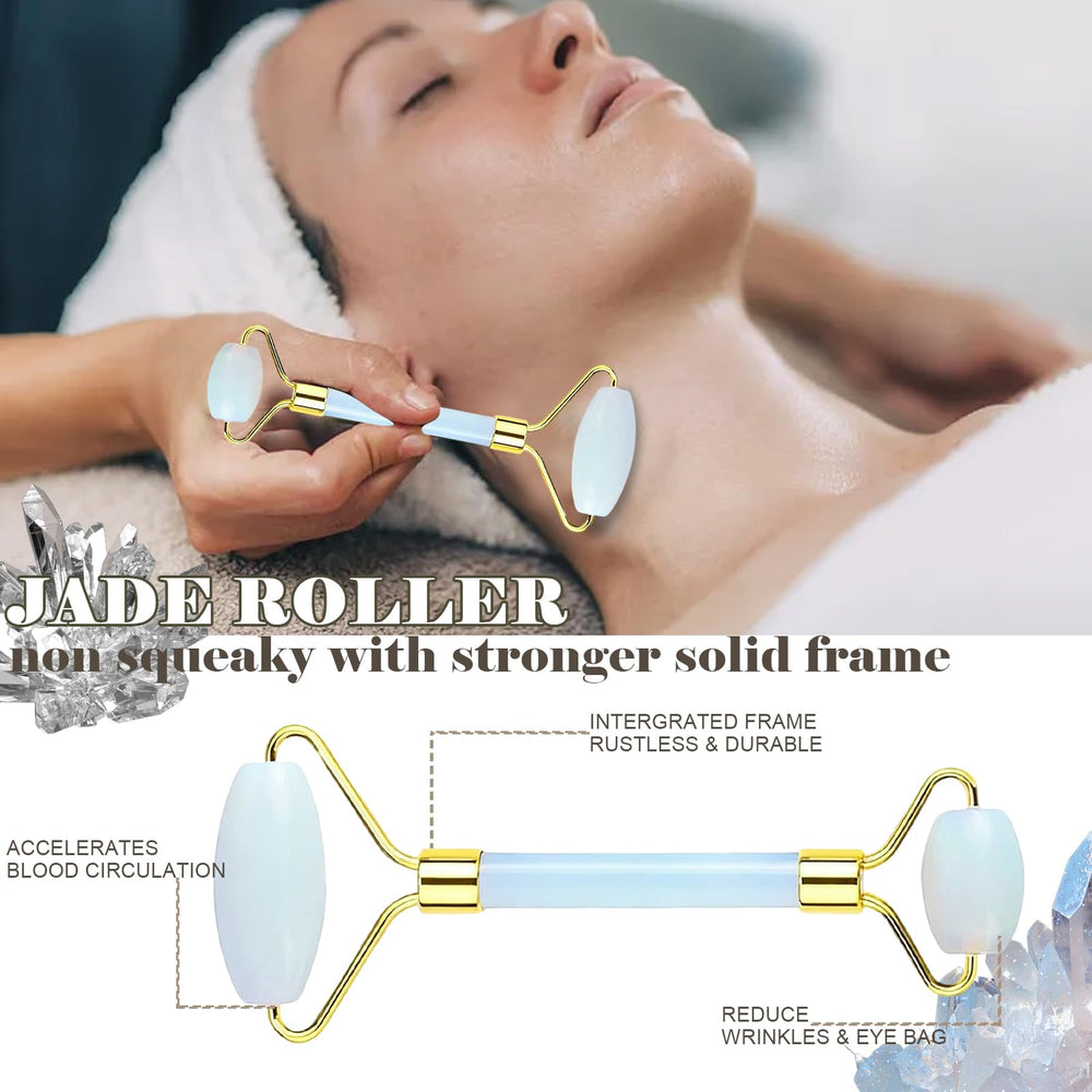 Werncy Aventurine and Rose Quartz Opal stones close-up for enhanced skin massage.
