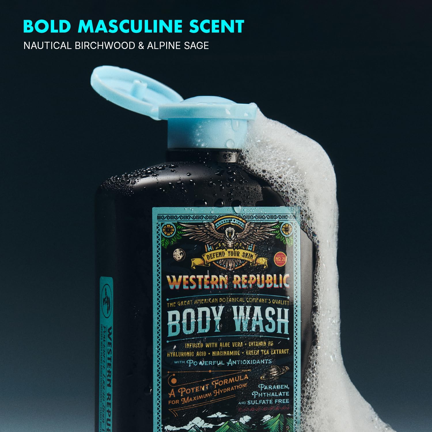 Western Republic ingredients label featuring aloe, niacinamide and hyaluronic acid.