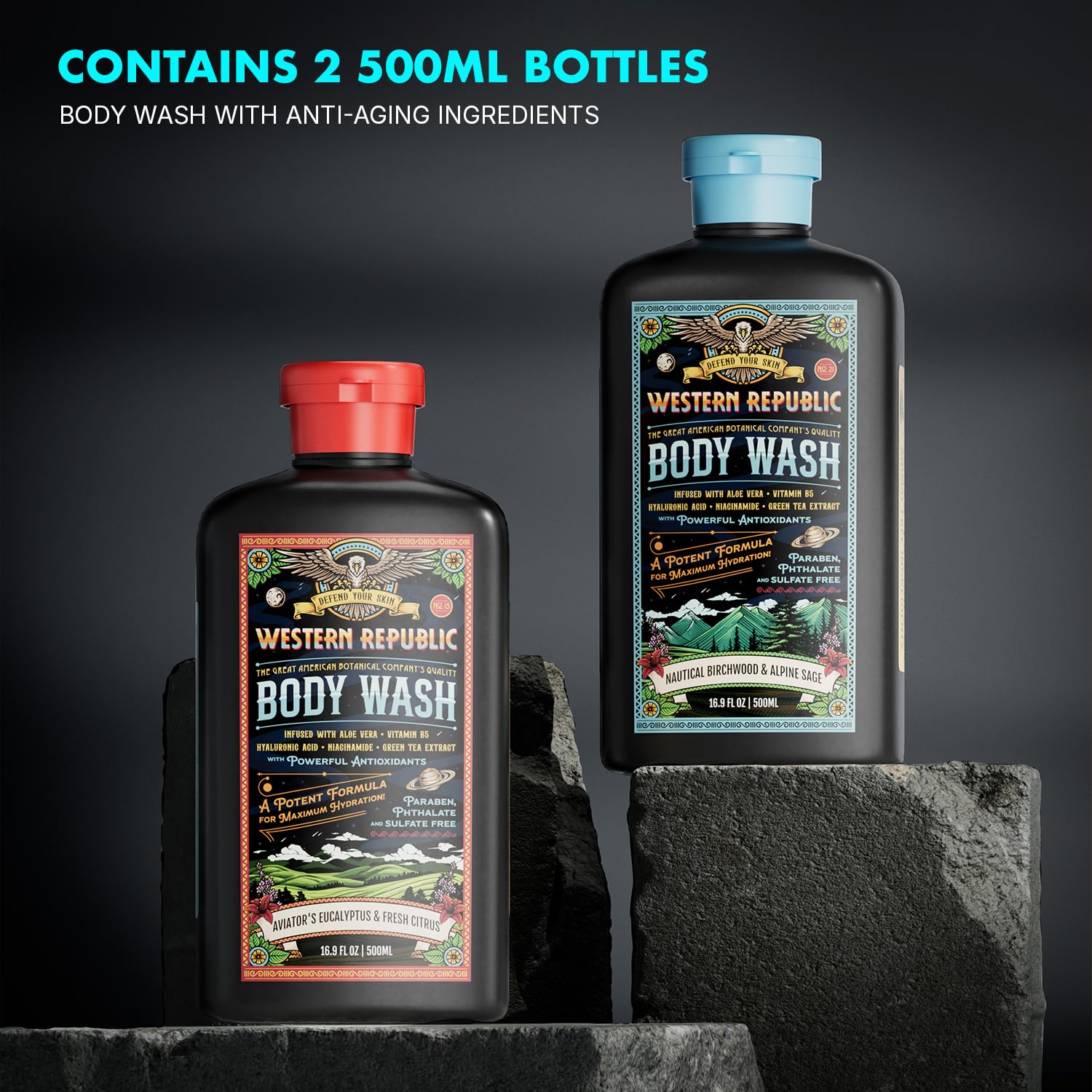 Western Republic nautical birchwood scent bottle highlights bold masculine fragrance.