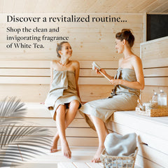 Westin White Tea Aloe wet-skin-application captures soothing, luxurious cleansing moment.