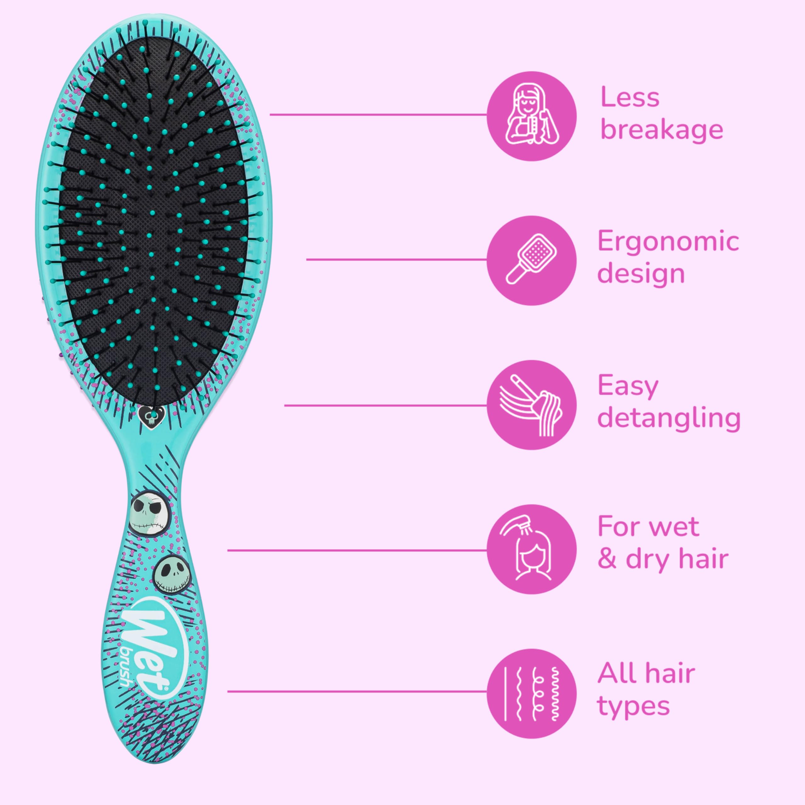 Wet Brush Detangler on dry hair for smooth styling and quick touch-ups.