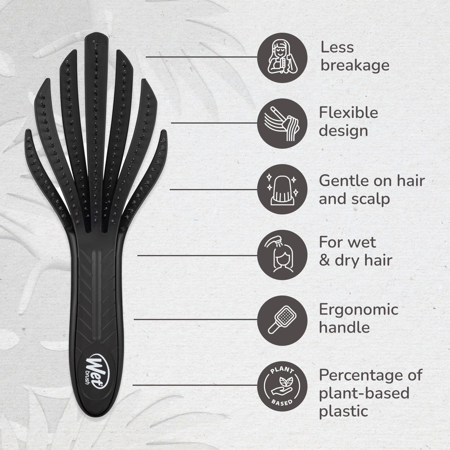Wet Brush Go Green black handle close-up highlighting eco-friendly material