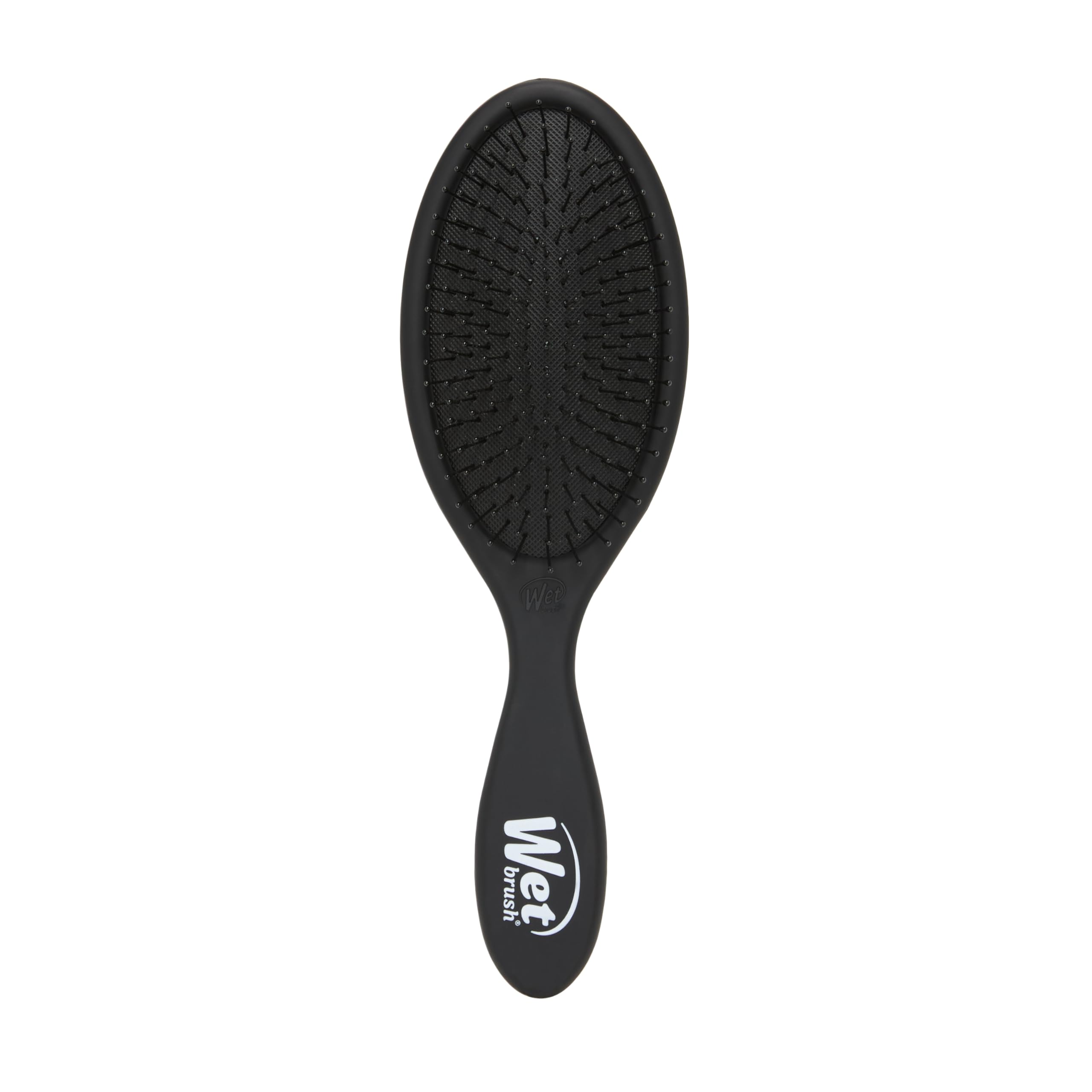 Wet Brush Original Detangler Black Frost in hand showing easy knot detangling.