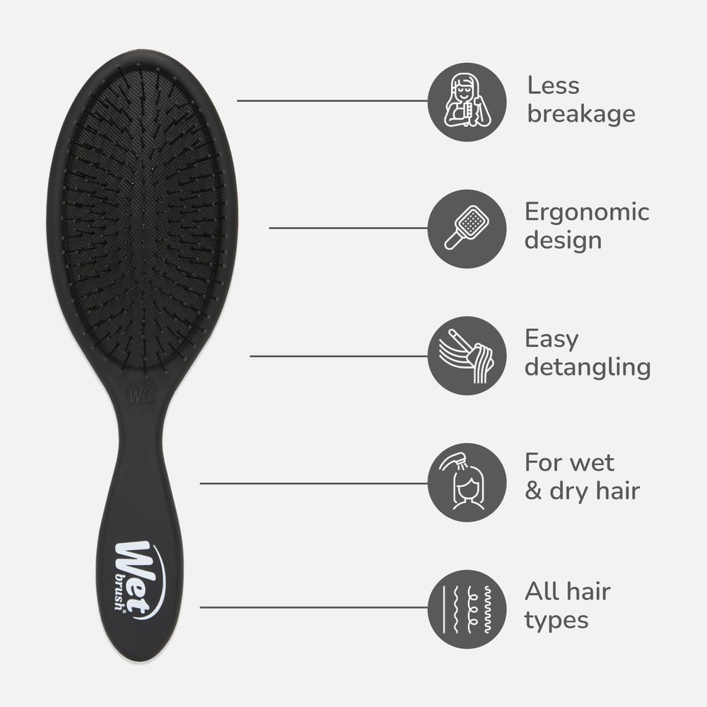 Wet Brush Original Detangler Black Frost on dry hair for smooth brushing.