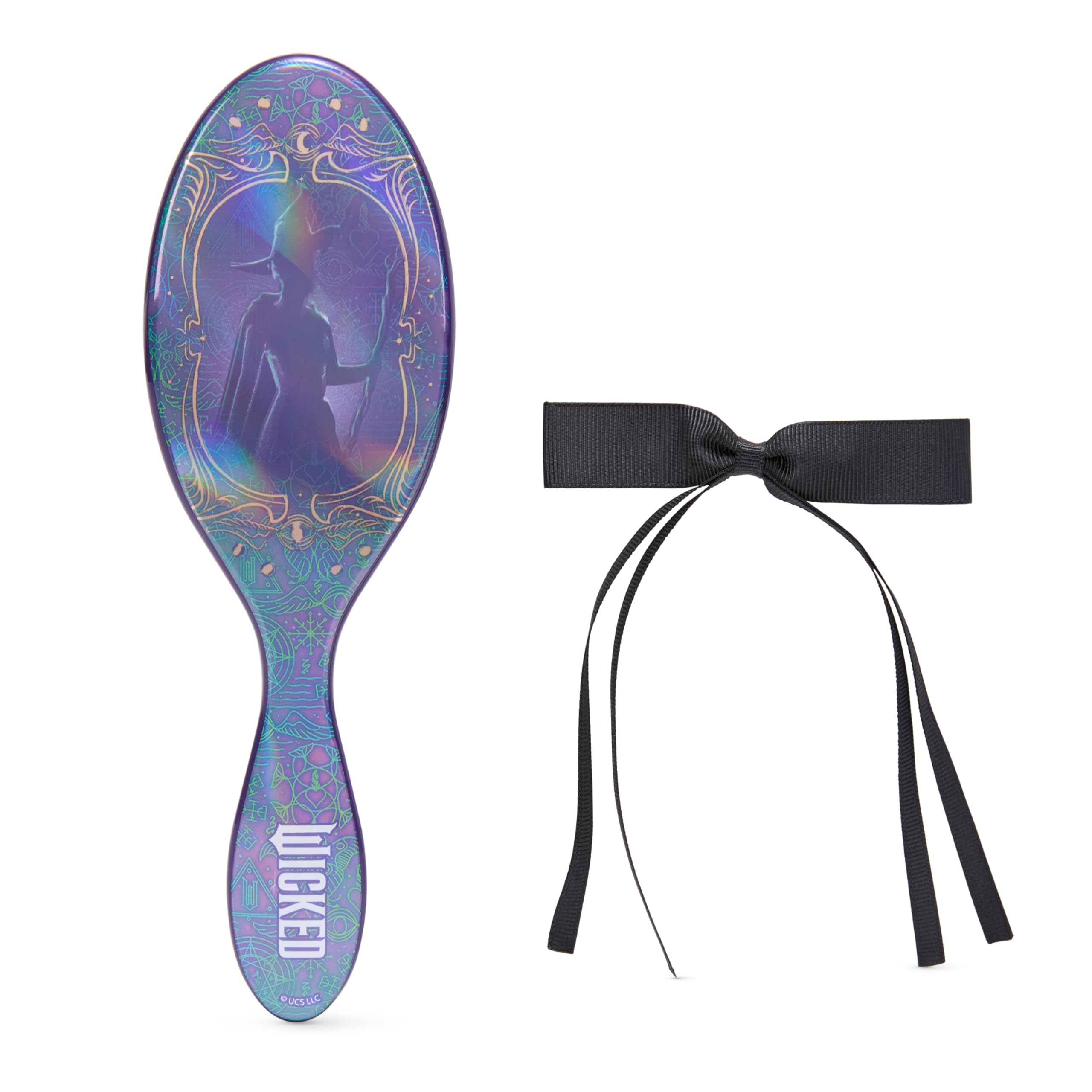 Wet Brush Original Detangler Elphaba Kit brush close-up with IntelliFlex bristles for gentle detangling.