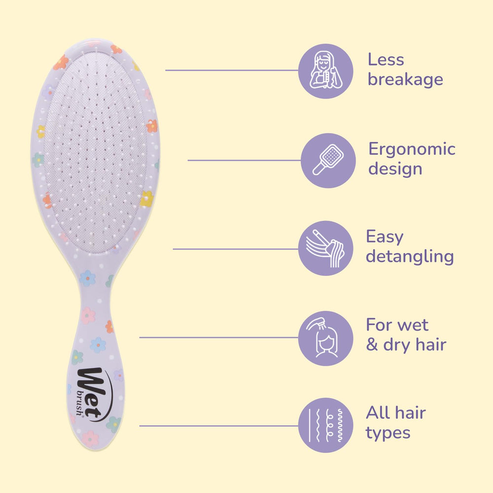 Wet Brush Original Detangler for all hair types shown on various textures