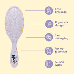 Wet Brush Original Detangler for all hair types shown on various textures