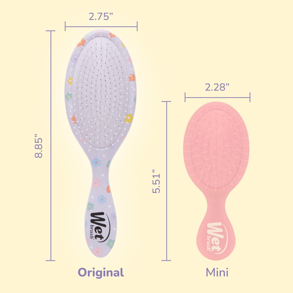 Wet Brush Daisy Duck detangler used on wet hair for gentle knot loosening