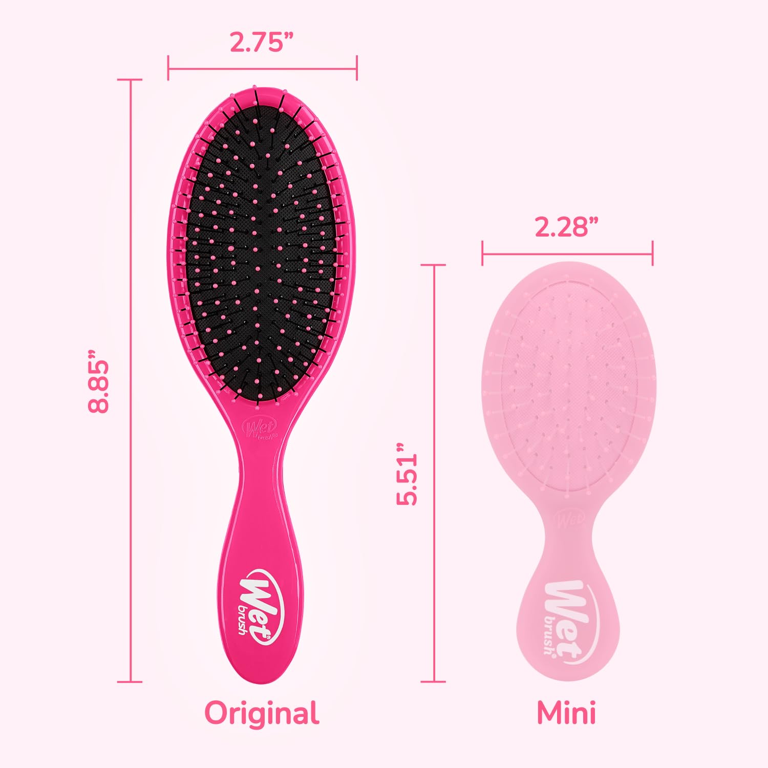 Wet Brush Original Detangler Pink 55-percent breakage — reduces hair breakage during brushing.
