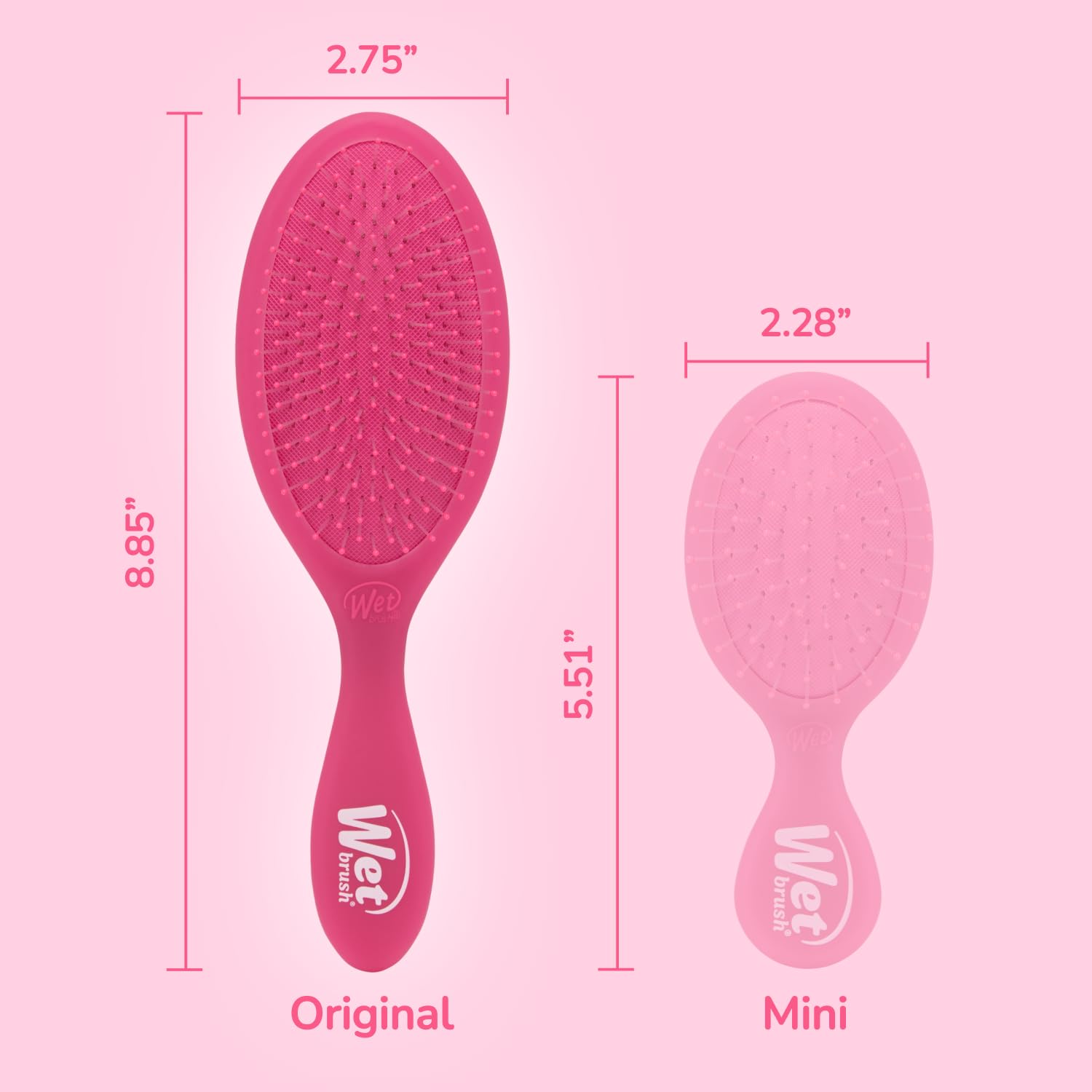 Wet Brush Original Detangler Pink Frost gliding through tangles with minimal tugging.