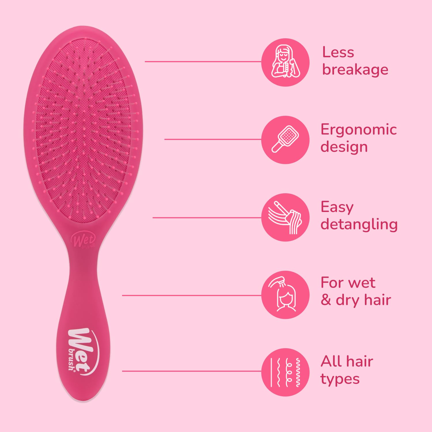 Wet Brush Original Detangler Pink Frost painless brushing with IntelliFlex bristles.