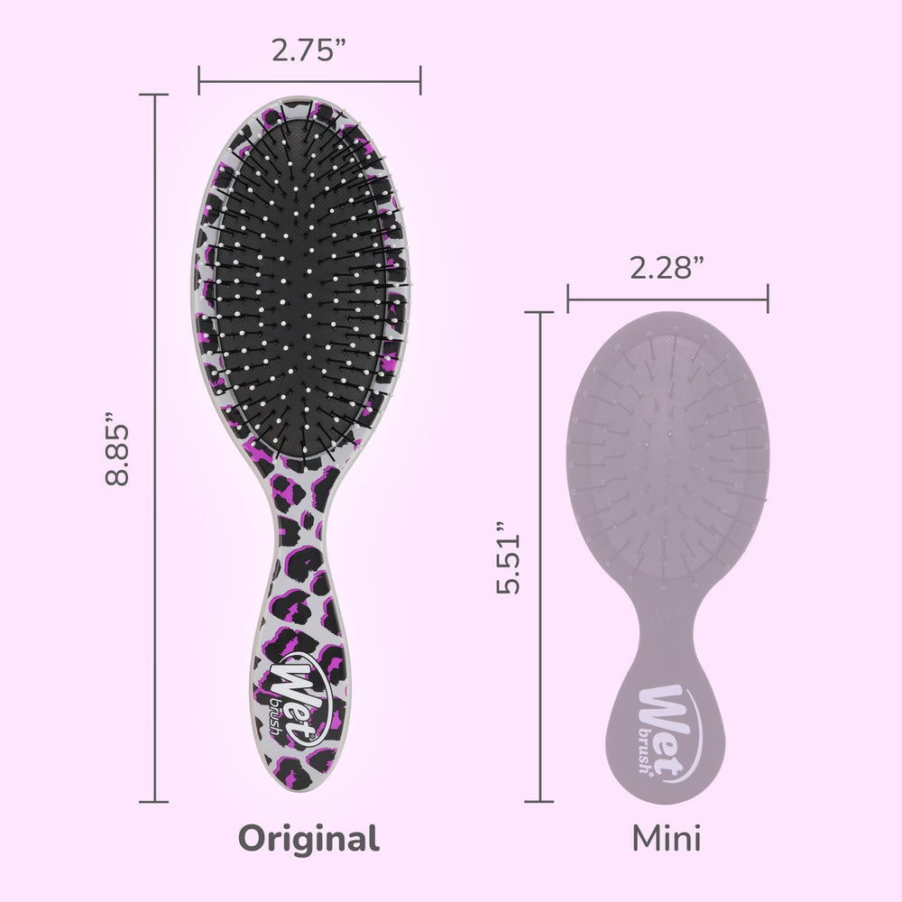 Pain-free detangling with Wet Brush Original Detangler in pink leopard.