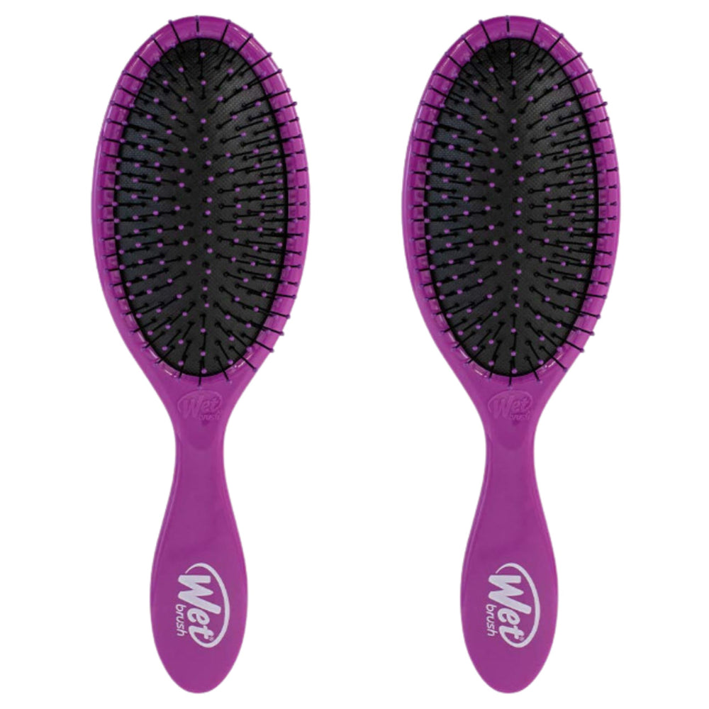 Wet Brush Original Detangler purple bristles closeup shows gentle detangling
