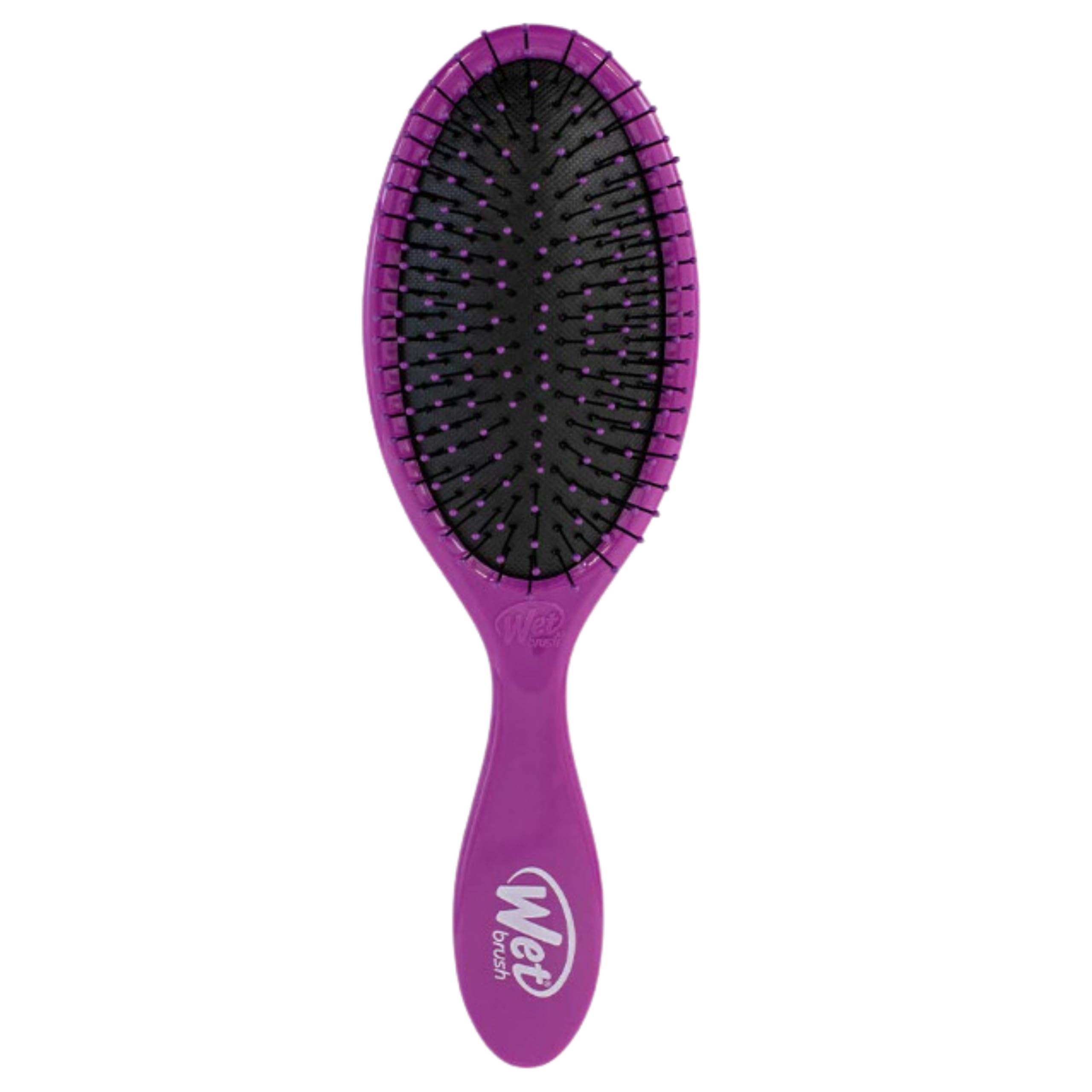Wet Brush Original Detangler purple close-up with flexible bristles for painless detangling.